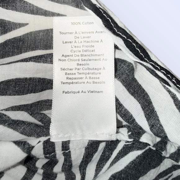 TALBOTS BUTTON FRONT ZEBRA SHIRT - Plus 1X Black/White - Picture 11 of 13